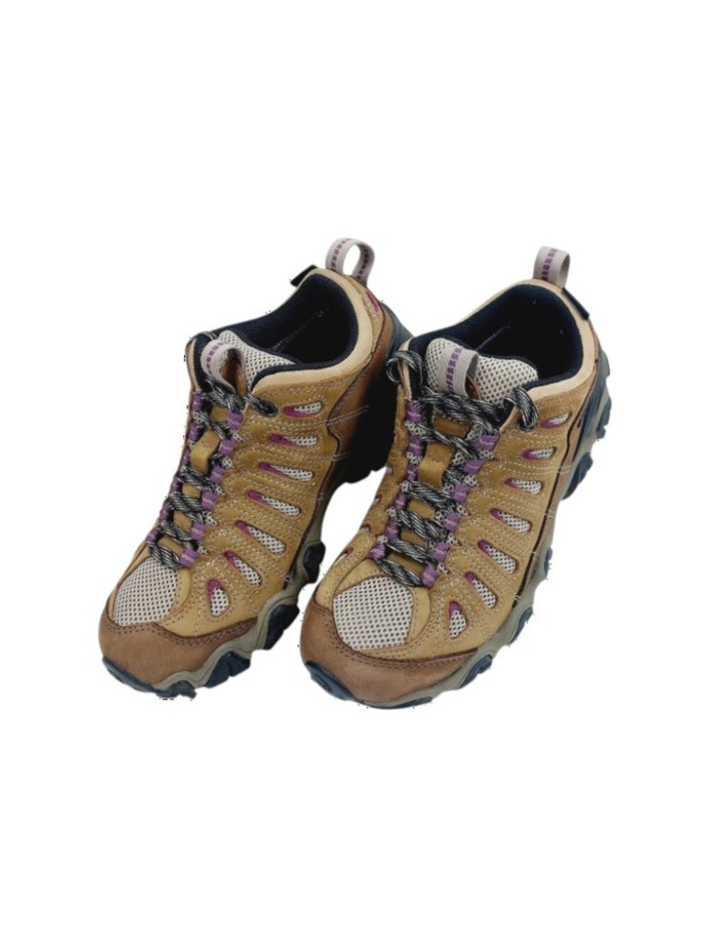 Oboz Women's Tan Purple Sawtooth II WP Leather Trail Hiking Shoes Size 7
